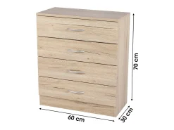 Móvel de Sapateira com 4 Gavetas SONORIA Carvalho Sonoma 60x30x70 cm
