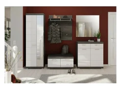 Móvel de sapateira SCOTT Cinza Escuro e Branco 90x44x40 cm - Elegância e Arrumação Prática