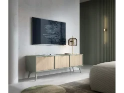 Móvel de TV 3 portas em madeira laminada 158x52 cm