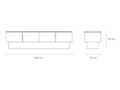 Móvel de TV 4 portas lacado cinza antracite 200x45 cm