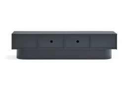 Móvel de TV 4 portas lacado cinza antracite 200x45 cm