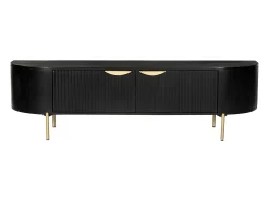 Móvel de TV 2 portas madeira mangueira e metal dourado, cor preta - NEVILI de Maison Céphy