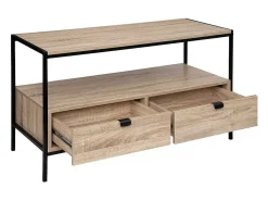 Móvel de TV Aliaj com 2 gavetas, sala de estar/jantar, carvalho preto, 100 cm