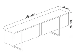 Móvel de TV Antracite e Preto 2 Portas 180cm LUXOR - Design Contemporâneo