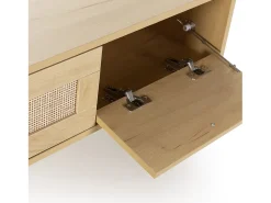 Móvel de TV Bella 3 Portas Cor Carvalho com vime Natural