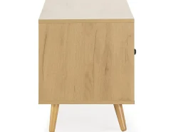 Móvel de TV Bella 2 Portas Cor Carvalho com vime Natural