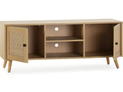 Móvel de TV Bella 2 Portas Cor Carvalho com vime Natural