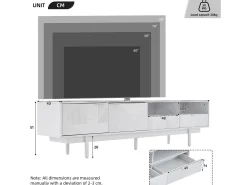 Móvel de TV branco com linhas geométricas - 2 portas e 2 gavetas