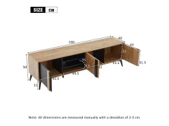 Móvel de TV castanho com 3 portas e arrumação aberta, 180x40x50 cm