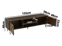 Móvel de TV 160cm - 2 compartimentos e 2 portas - folheado veio de madeira - painéis de partículas - Marrom