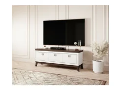 Móvel de TV 160cm coleção PALACE com 3 gavetas. Cor branco e carvalho.