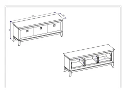 Móvel de TV 160cm coleção PALACE com 3 gavetas. Cor branco e carvalho.