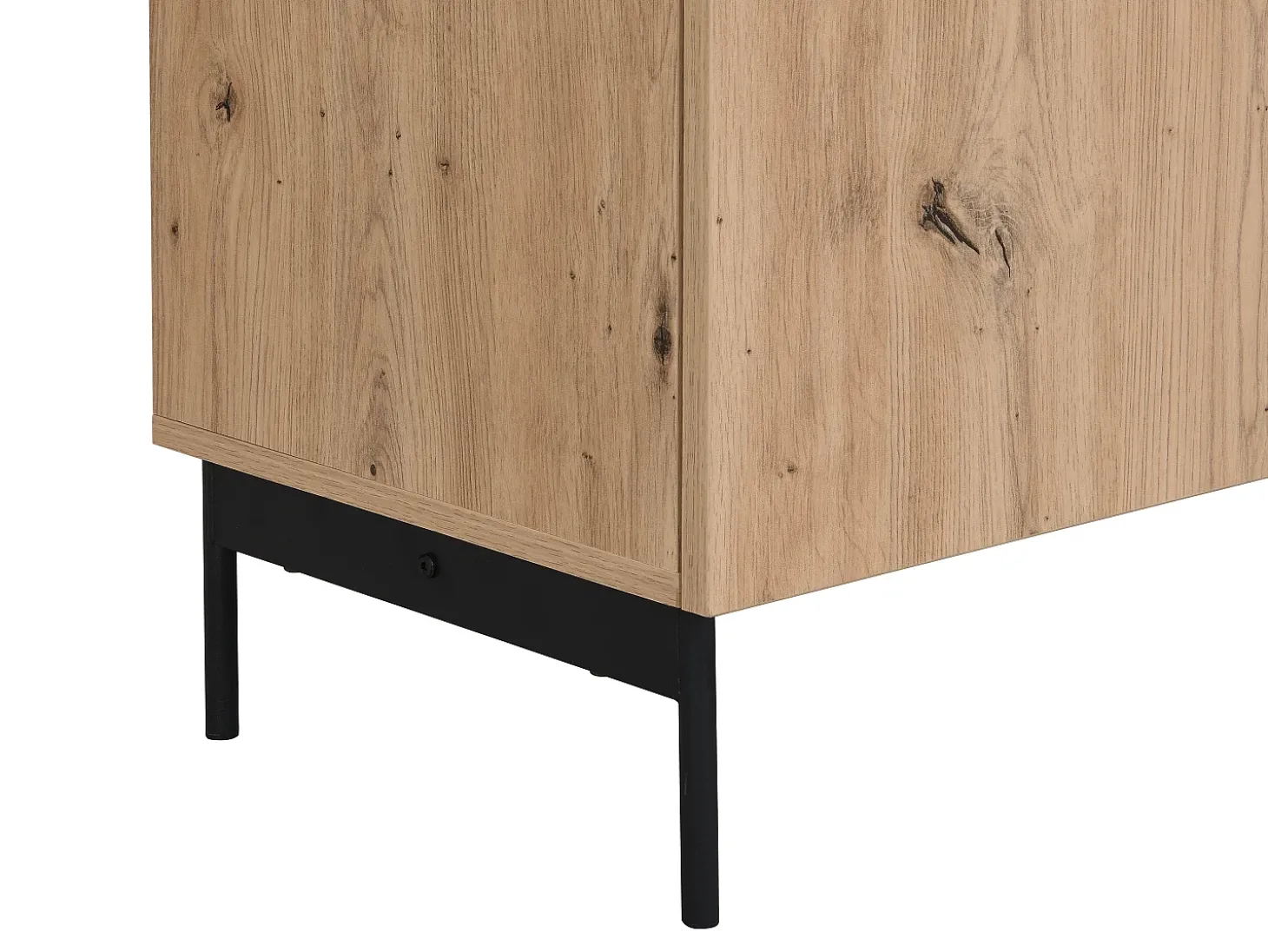 Móvel de TV com 2 portas, 1 gaveta e 1 nicho cor natural e efeito mármore preto - LIOMENA