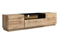 Móvel de TV com 2 portas, 1 gaveta e 1 nicho natural e preto - CEMILINA