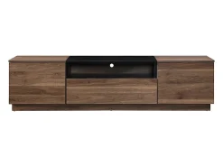 Móvel de TV com 2 portas, 1 gaveta e 1 nicho - Castanho escuro e Preto - CEMILINA