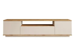 Móvel de TV com 3 portas e 1 nicho bege e natural - LOTULA