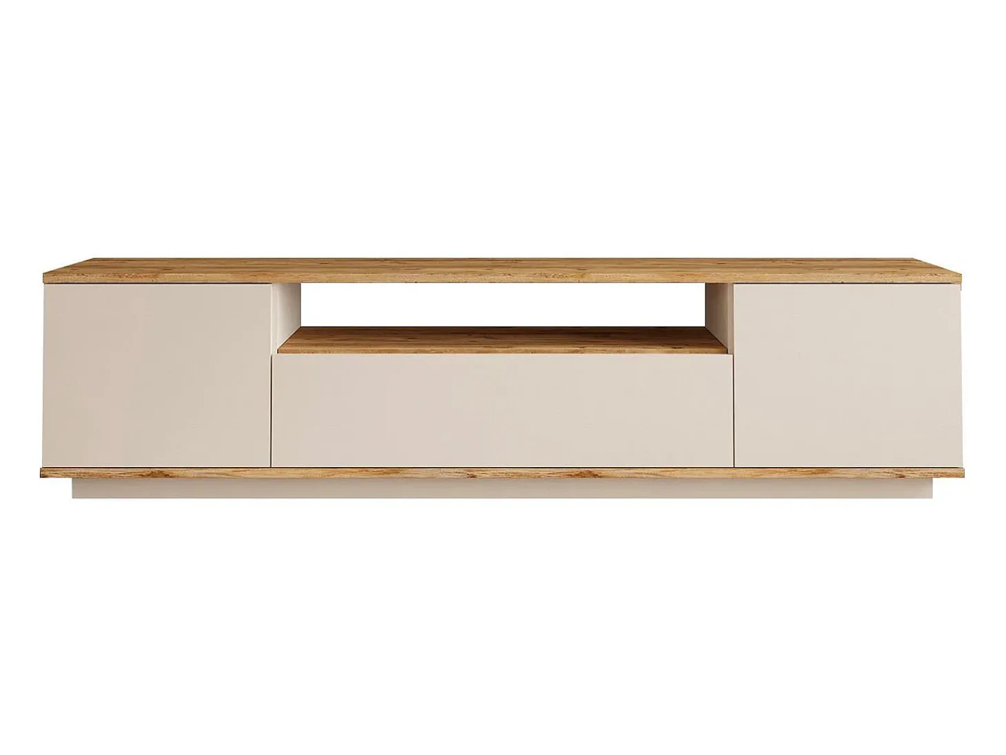 Móvel de TV com 3 portas e 1 nicho bege e natural - LOTULA