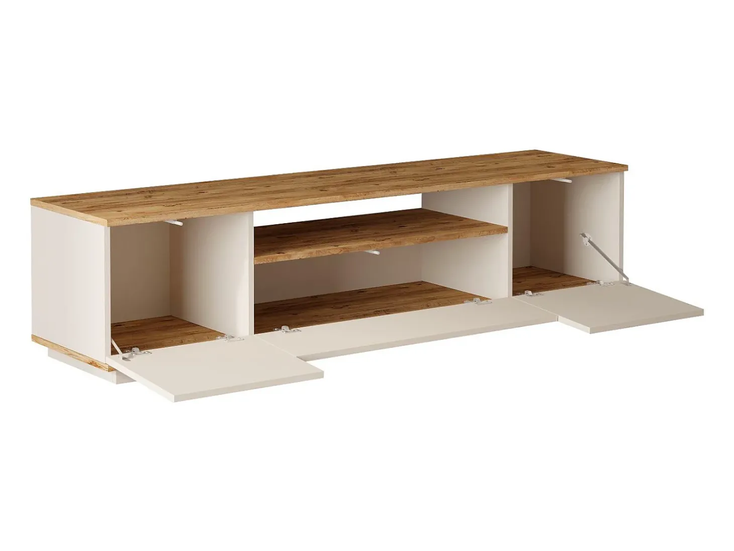 Móvel de TV com 3 portas e 1 nicho bege e natural - LOTULA