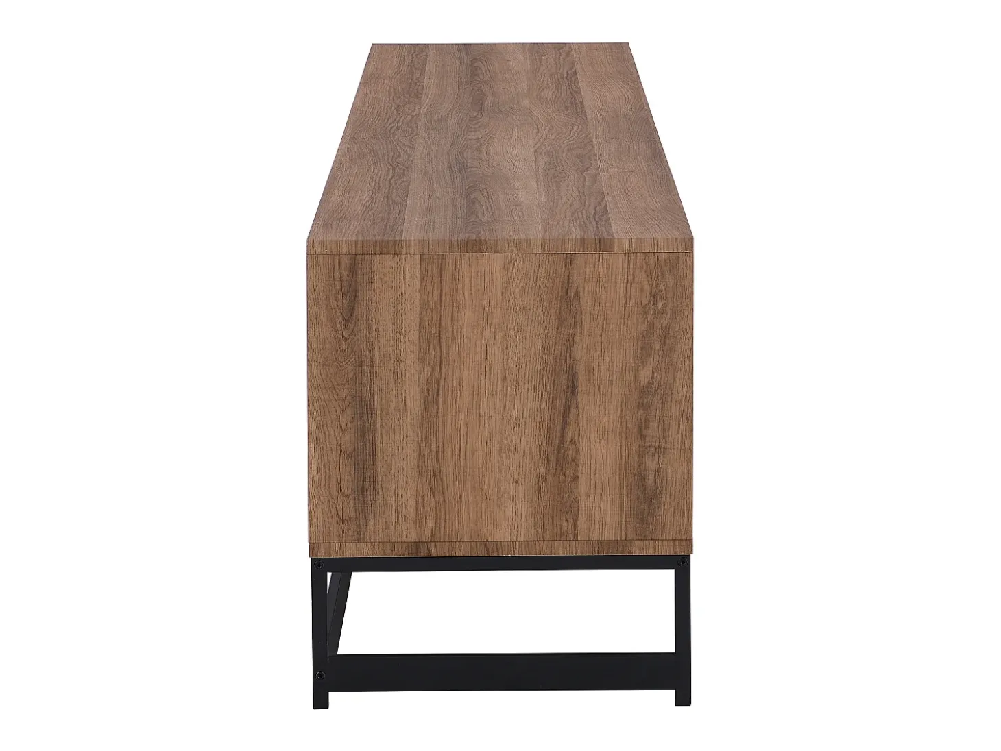 Móvel de TV com 3 portas e 2 nichos em MDF - Natural e preto - CARATANA