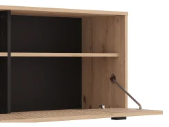 Móvel de TV com 3 portas e 3 nichos natural claro e preto - BELUTZY