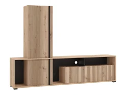 Móvel de TV com 3 portas e 3 nichos natural claro e preto - BELUTZY