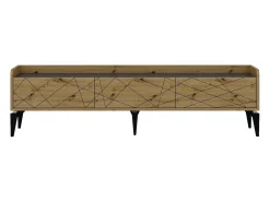Móvel de TV com 3 portas natural e antracite - MONALIA