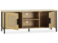 Móvel de TV Cruz 2 Portas Cor Carvalho com vime Natural, 120 cm