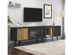 Móvel de TV de 200 cm - adequado para TV de 90" - com grande espaço de arrumação - Cinza