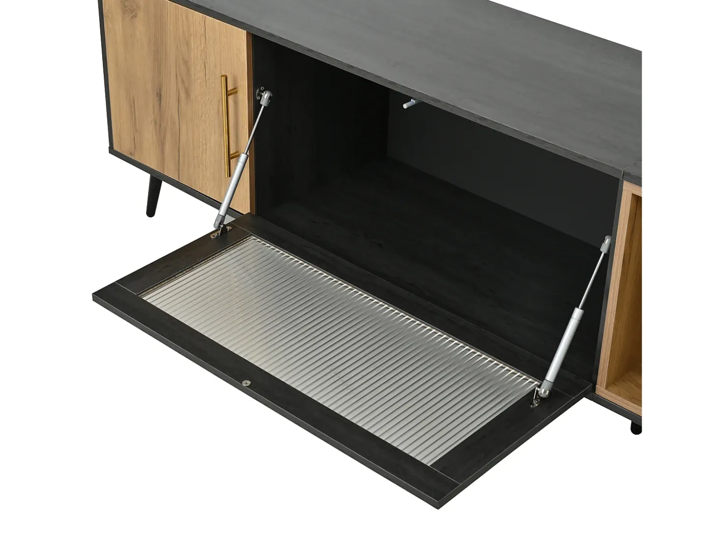 Móvel de TV de 200 cm - adequado para TV de 90" - com grande espaço de arrumação - Cinza