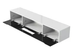 Móvel de TV de 180 cm com luz LED que muda de cor - 3 compartimentos grandes - Preto