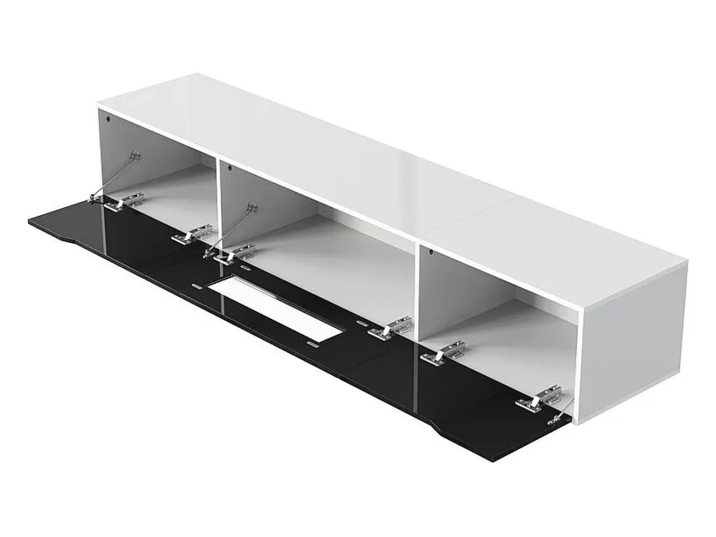 Móvel de TV de 180 cm com luz LED que muda de cor - 3 compartimentos grandes - Preto