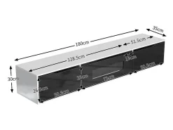 Móvel de TV de 180 cm com luz LED que muda de cor - 3 compartimentos grandes - Preto