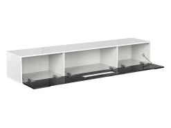Móvel de TV de 180 cm com luz LED que muda de cor - 3 compartimentos grandes - Preto
