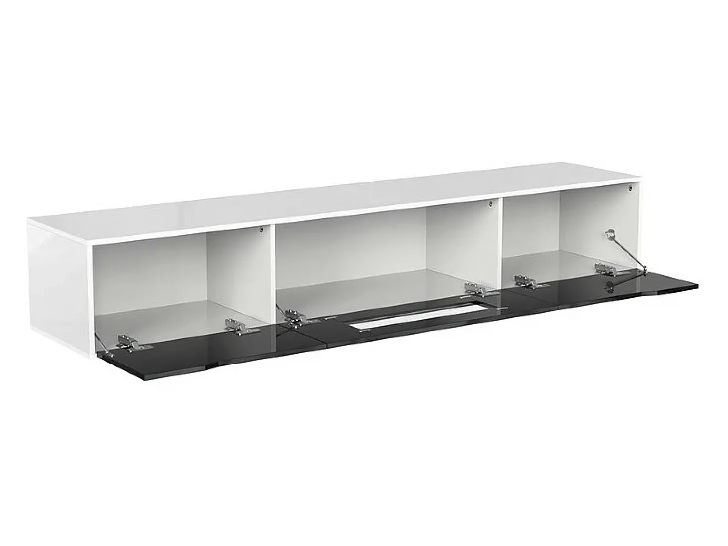 Móvel de TV de 180 cm com luz LED que muda de cor - 3 compartimentos grandes - Preto
