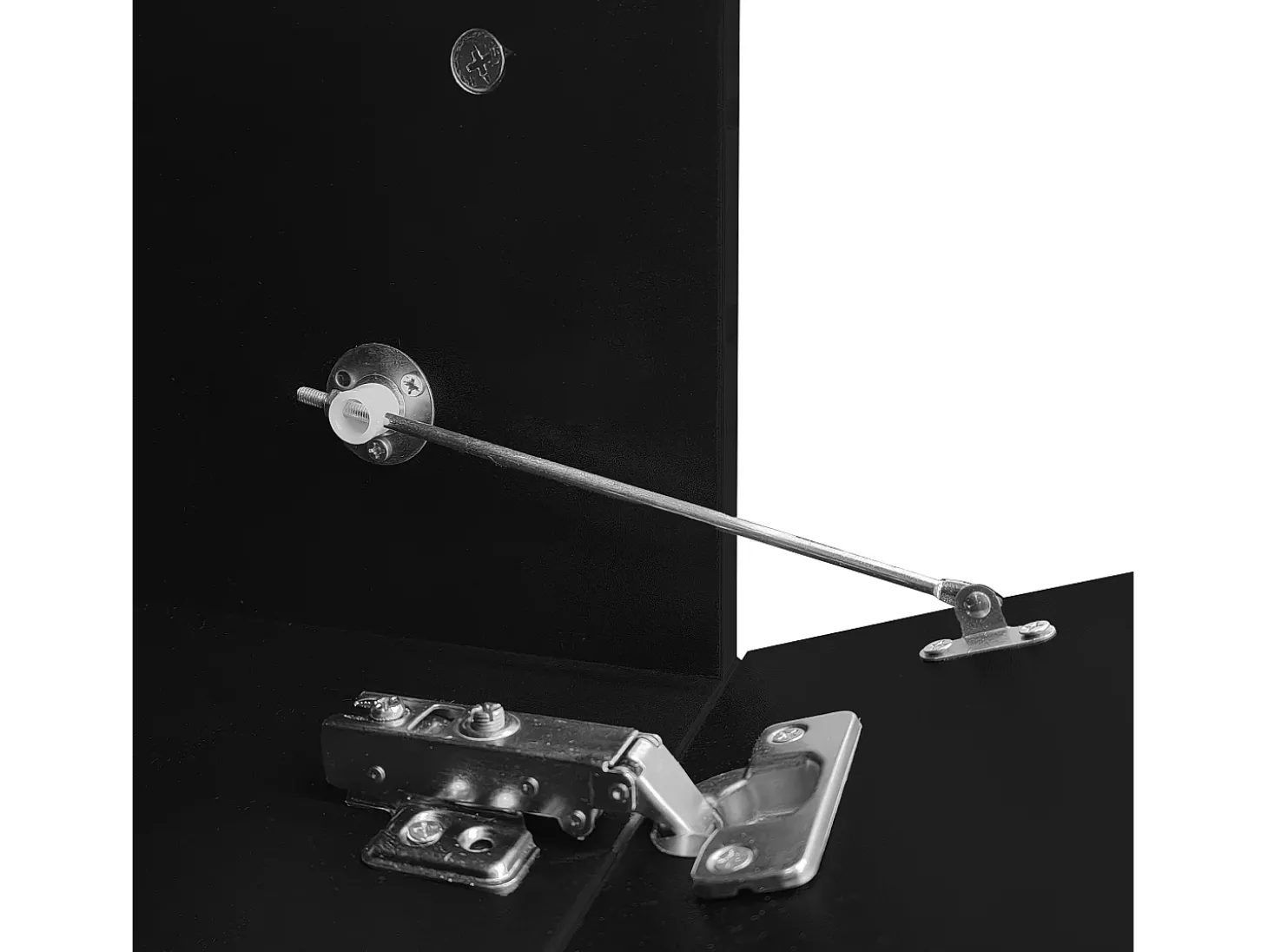 Móvel de TV de comprimento ajustável (140-260 cm) - 3 portas retráteis - aspeto de mármore branco - Preto e Branco