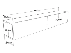 Móvel de TV de parede com 2 portas - Branco e natural - AUBEPINA
