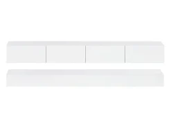 Móvel de TV de parede em MDF com iluminação LED e 4 gavetas - Acabamento em branco brilhante