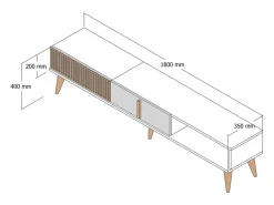 Móvel de TV Design Madeira e Antracite 180 cm NOLA Contemporâneo com Arrumação