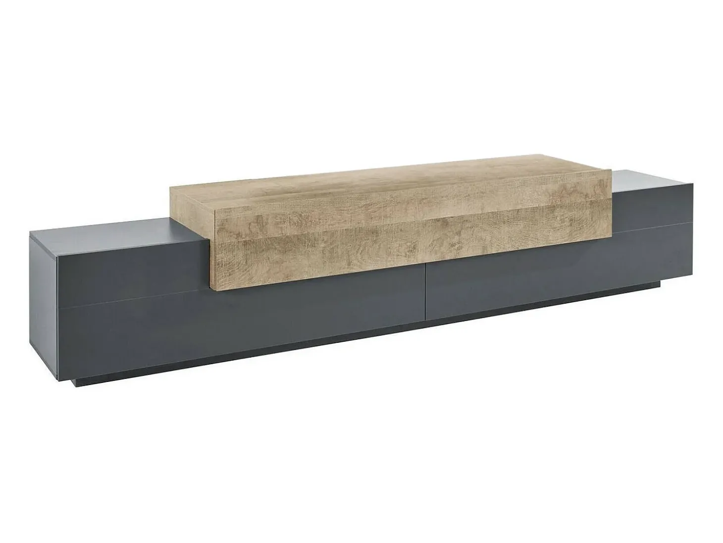 Móvel de TV Dlamann, Aparador baixo de sala, base de móvel de TV, 100% Fabricado em Itália, 240x45h52 cm, Antracite e Bordo