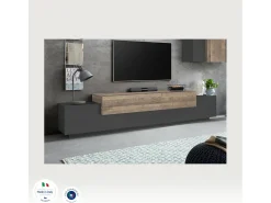 Móvel de TV Dlamann, Aparador baixo de sala, base de móvel de TV, 100% Fabricado em Itália, 240x45h52 cm, Antracite e Bordo