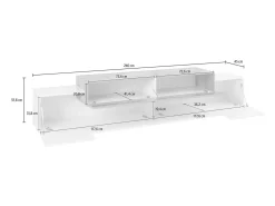 Móvel de TV Dlamann, Aparador baixo de sala, base de móvel de TV, 100% Fabricado em Itália, 240x45h52 cm, Branco brilhante e Bordo
