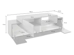 Móvel de TV Dlodrin, Aparador baixo de sala, base de móvel de TV, 100% Fabricado em Itália, 160x45h51 cm, Antracite e Bordo