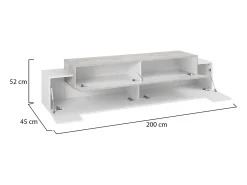 Móvel de TV Dmirand, Aparador baixo de sala, base de móvel de TV, 100% Fabricado na Itália, 200x45h52 cm, Branco brilhante e cimento