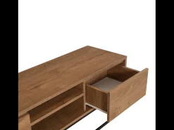 Móvel de TV em Madeira e Preto com Arrumação HAYE Design Industrial Moderno