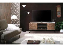 Móvel de TV em manguier e foncé marrom bronze