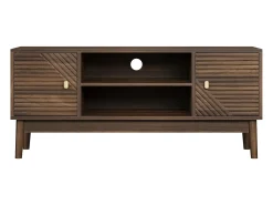 Móvel de TV em nogueira com 2 portas e arrumação aberta, estilo retro 110x40x48cm