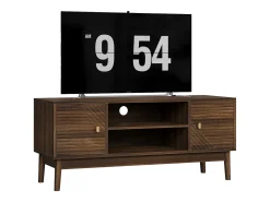 Móvel de TV em nogueira com 2 portas e arrumação aberta, estilo retro 110x40x48cm