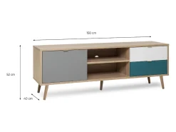 Móvel de TV Escandinavo 150cm PERAST Carvalho Sonoma com Arrumação e Porta - Estilo Escandinavo