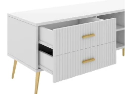 Móvel de TV escandinavo contemporâneo de 180 cm para TV de 75" - 2 gavetas e 3 compartimentos - branco