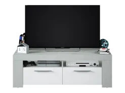 Móvel de TV estilo industrial branco e cimento 120x40x42 cm